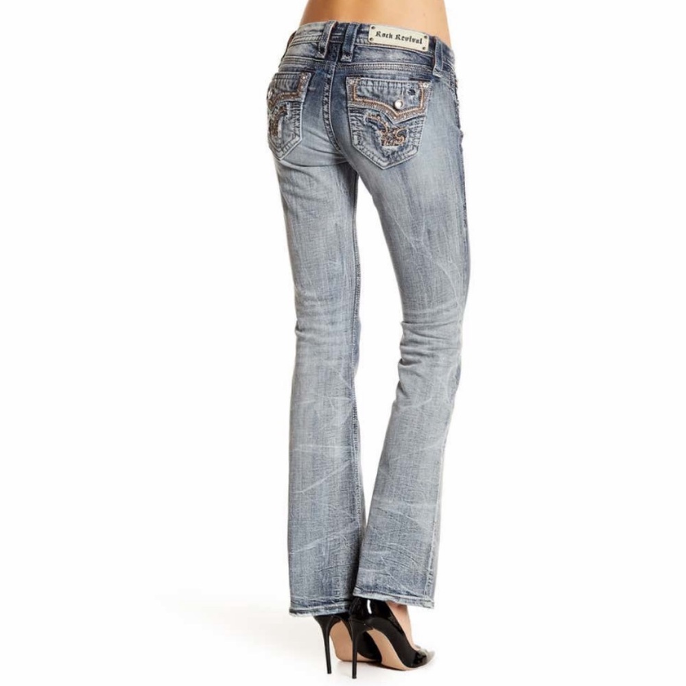ROCK REVIVAL Betty Bootcut Jeans Rhinestone Embellished Rare Size 25 Sold Out